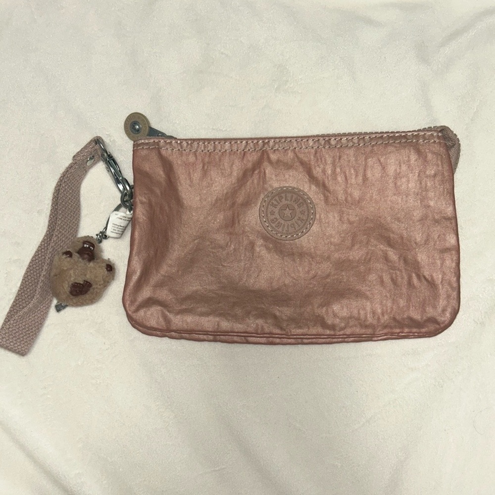 Kipling Pink and Gold Wallet with Wristlet Strap